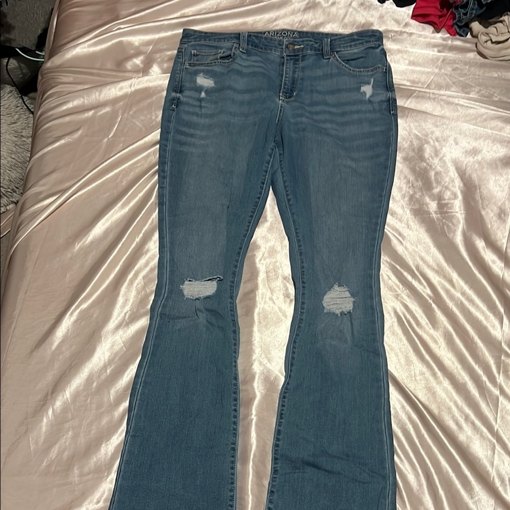 LOFT Women's Blue Distressed Jeans